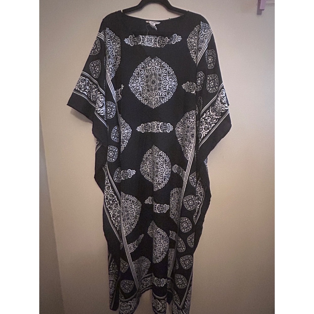 Dress Womens One Size Black White Medallion Boho Excellent